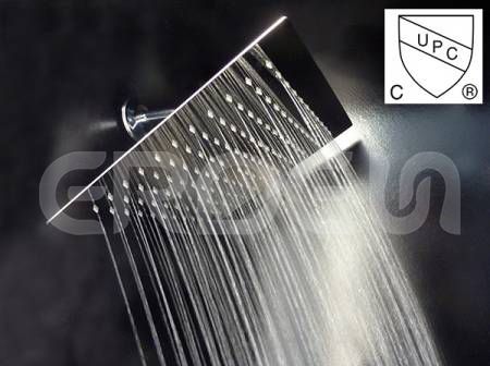 UPC cUPC Single Function Square Rain Shower Head with Self Cleaning Nozzles
